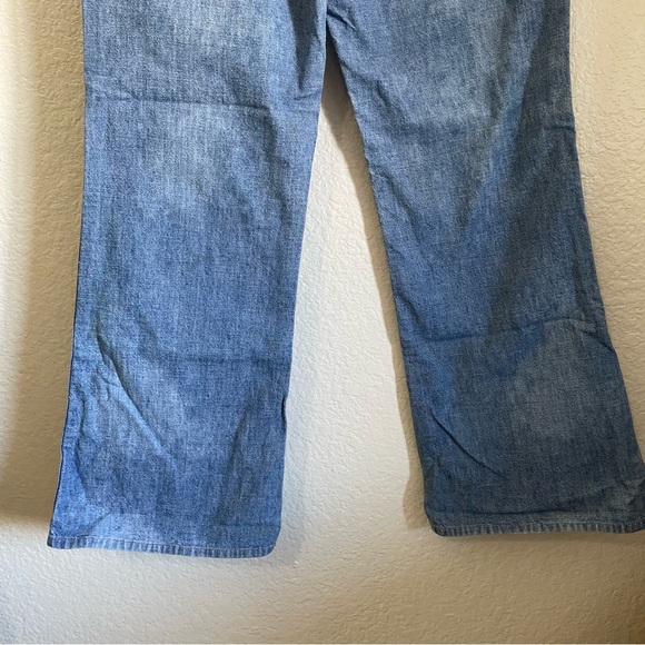 70’s Vintage Orange Tab Cropped Kick Bootcut Mid Rise Denim Blue Jeans Levi’s - Picture 9 of 12